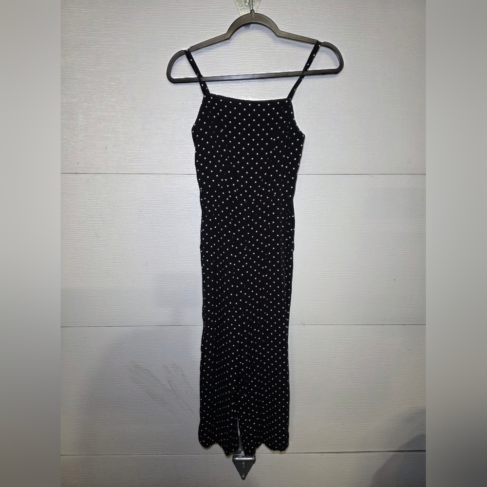 Old Navy Black Polka Dot Midi Slip Dress
